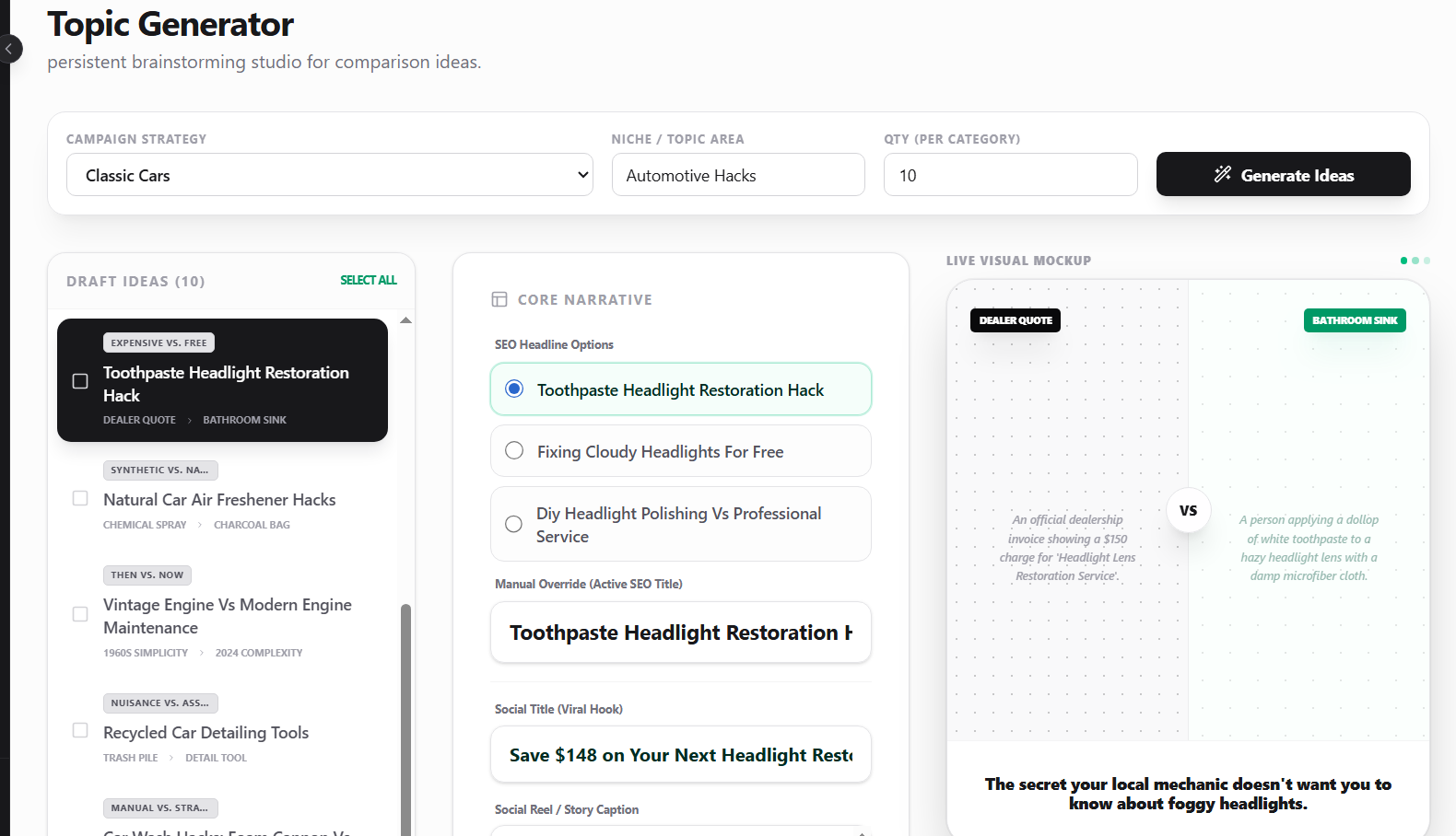 Topic Generator Sneak Peak