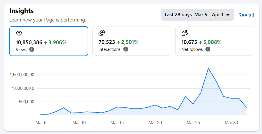FB Page Insights One Month